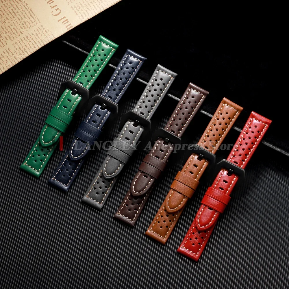 ヴィンテージハンドメイド腕時計ストラップ 18mm 20mm 22mm 24mm 26mm パネライ用 レザーストラップ メンズ レディース ブラウン グレー 通気性 多孔質 ウォッチバンド
