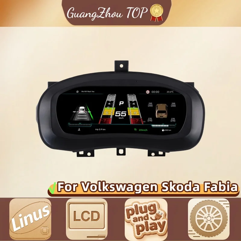 Supports errain mode selection For Volkswagen Skoda Fabia Series 12.3 Inch Digital Dashboard Cockpit Virtual Instrument Upgrade