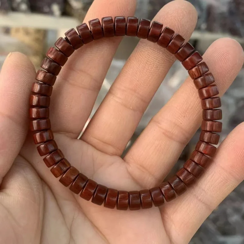 

Sandalwood Guajacwood Ebony Eaglewood Log Small Tablet Beads Bracelet Ebony Simple Single Ring Small Bracelet Wholesale