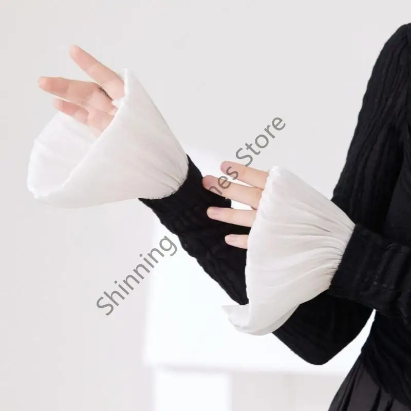 M68A البوق أكمام الذراع الدانتيل الأصفاد المعصم تمديد يغطي الذراع للنساء ارتداء اليومي #5