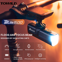 TOWILD DLITE 1500LM Bicycle Light Flood/Focus Beam 5000Mah Bike Light IPX6 Waterproof Flashlight USB Charging Mtb Road Highlight