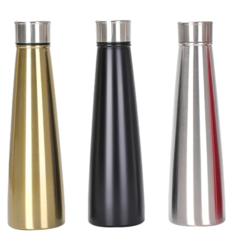 Water Bottle Pyramid Shaped Vacuum Flasks Luxurious Stainless Steel Outdoor Sports Black Water Bottle Portable Cups Thermoses