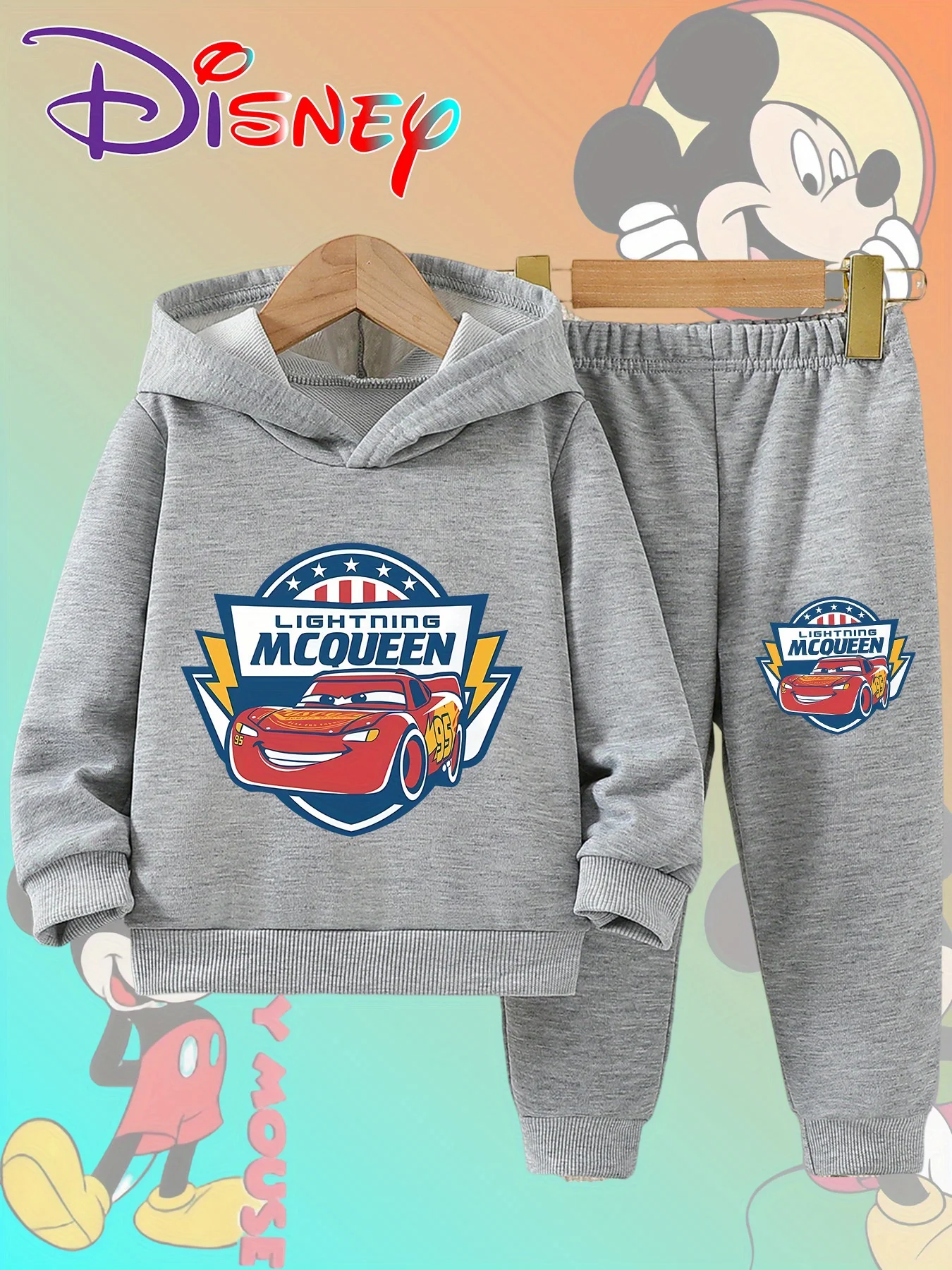 كارتون لايتنينج ماكوين كول للأطفال متعة سيارة الخريف الشتاء لينة هوديي السراويل الطويلة الدافئة في الهواء الطلق عادية صبي فتاة البلوفرات مجموعة #4