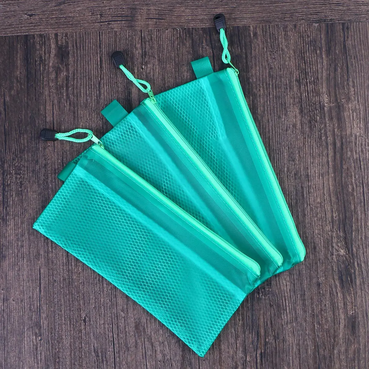 

12Pcs File Bag PVC Mesh Zipper Waterproof Portable Pencil Case School Office Stationery Bag Storage Random Colors