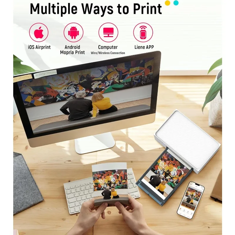 M100 4x6'' Photo Printer, Phone Printer 100 Sheets & 3 Cartridges, Full-Color Photo, Portable Instant Photo Printer