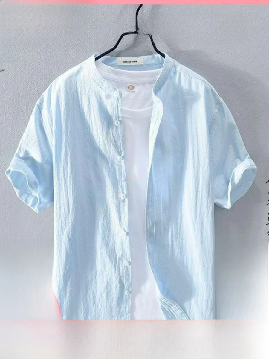 

Новая мужская льняная рубашка свободного кроя, летняя, тонкая, из хлопка и льна, повседневная, белая, для путешествий, однотонная