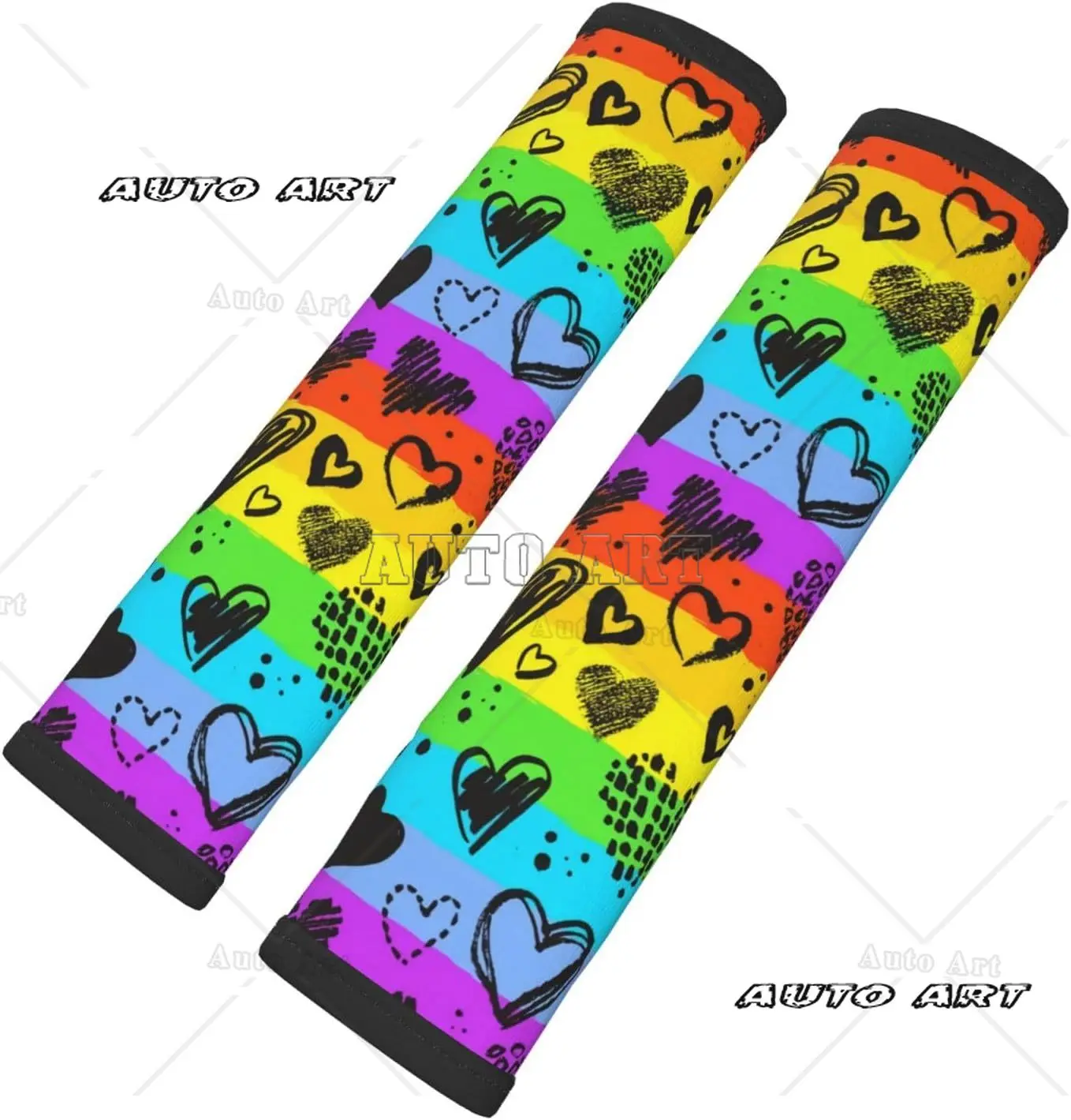 Rainbow Gay Pride Car Seat Belt Pad Cover Safety Seatbelt Protector Pack of 2 Car Interior Decor