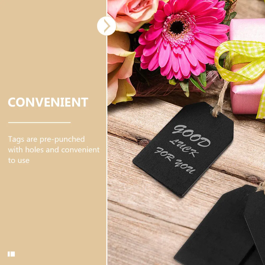 

32pcs Wooden Chalkboard Tags Decorative Bottle Wedding Party Rope Black Diy Supply Reusable Display Signs