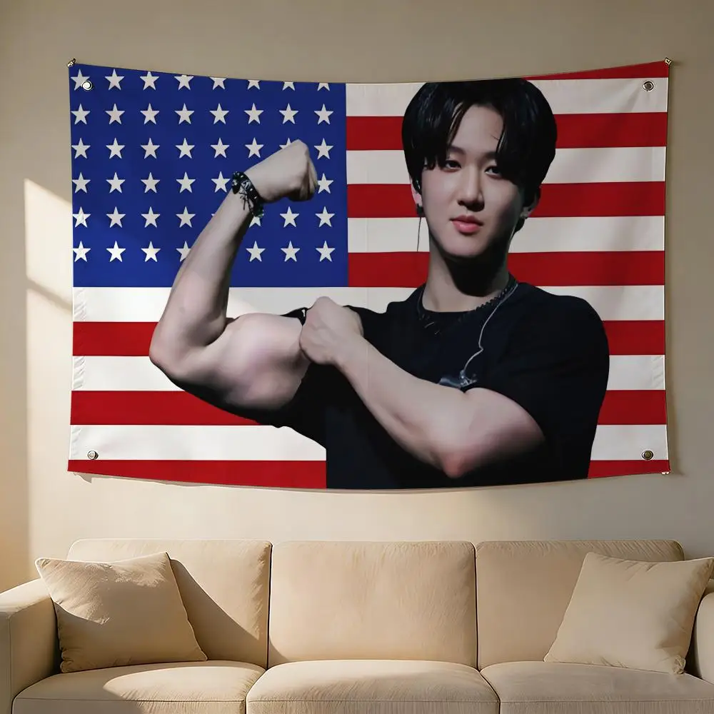 Star C-changbin CheekS Flags Aesthetic Wall Room Decor Custom Hanging Banner Background Large Living Room Bedroom Decor