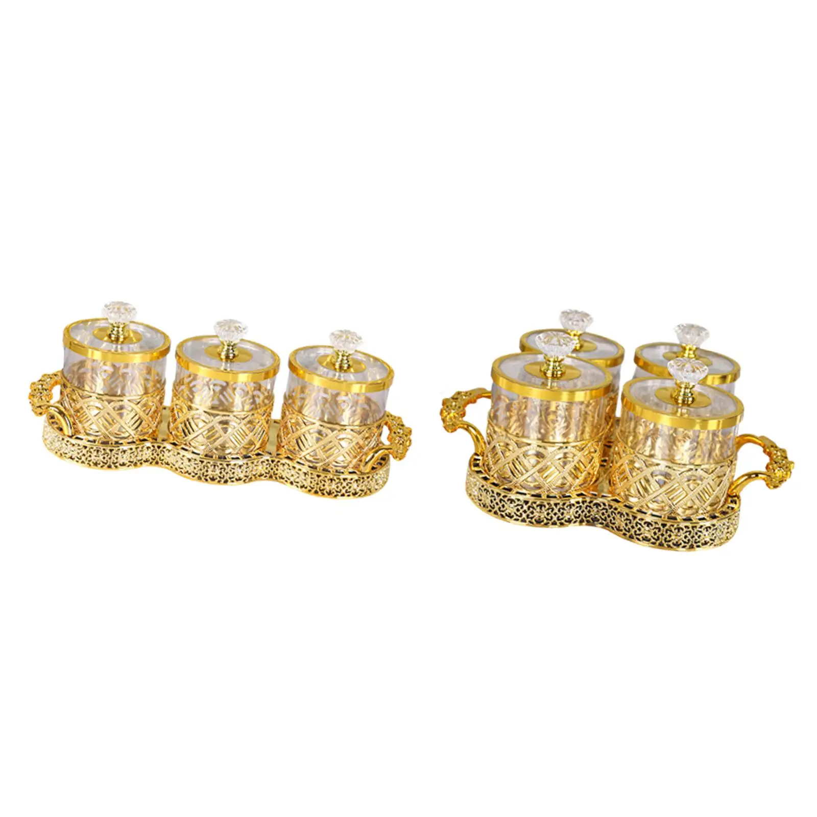 

Reusable Airtight Storage Jar Set Gold Plated Cylinder Household Canister for Kitchen Counter Food Organization