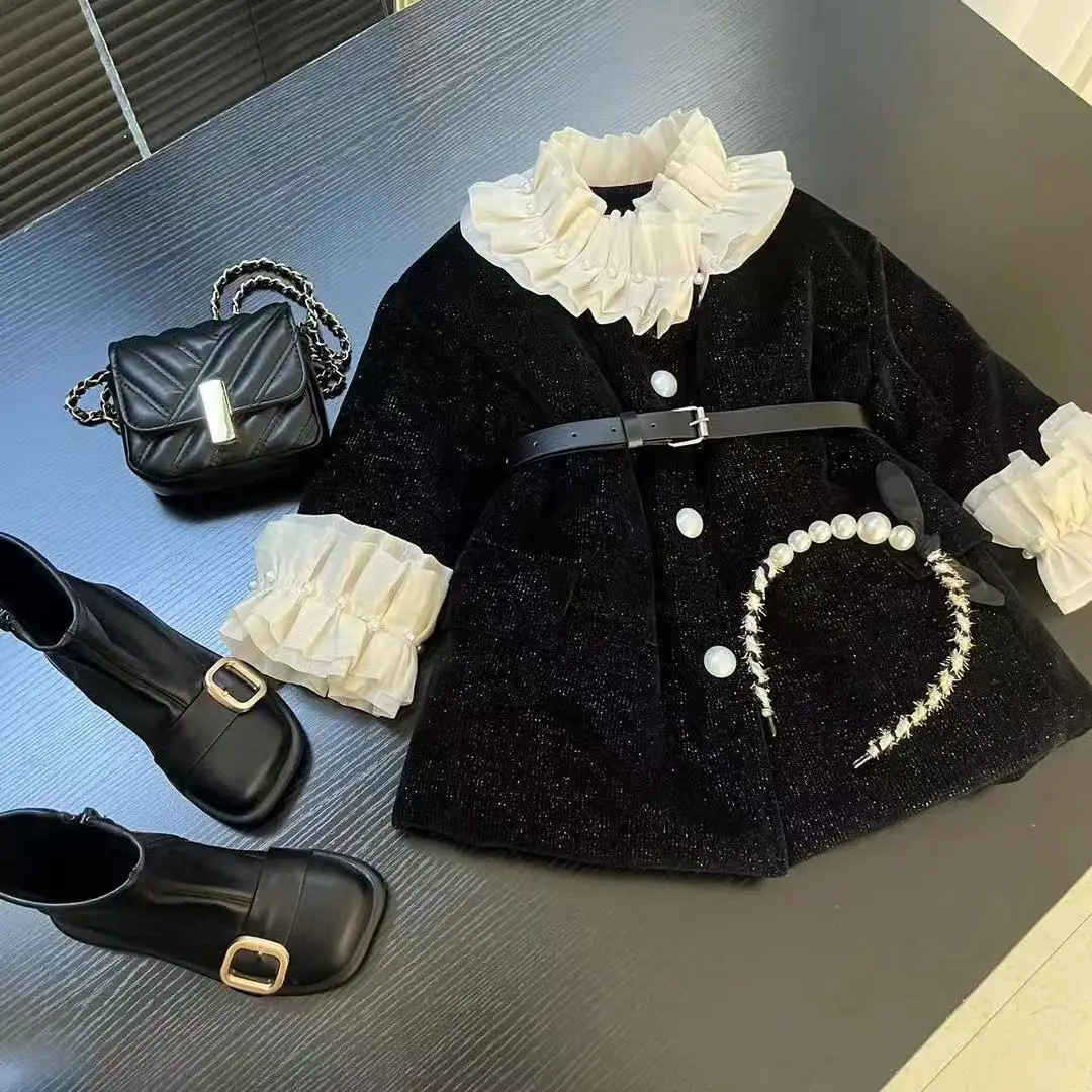 Girl Coat Winter New Style Cashmere Plaid Wool Coat Coat For 2 3 4 5 6 7 8 Years Old Kids Clothing ﻿