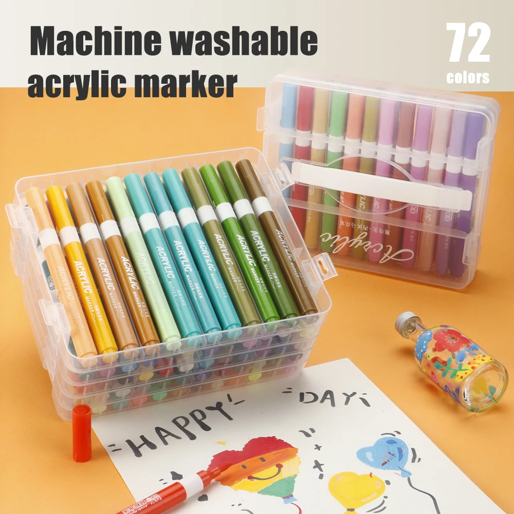 24-84 Colors Acrylic Markers Stacked Box Packaging Bright Colors for Painting Drawing Mobile Phone DIY Egg Cup Art Supplies