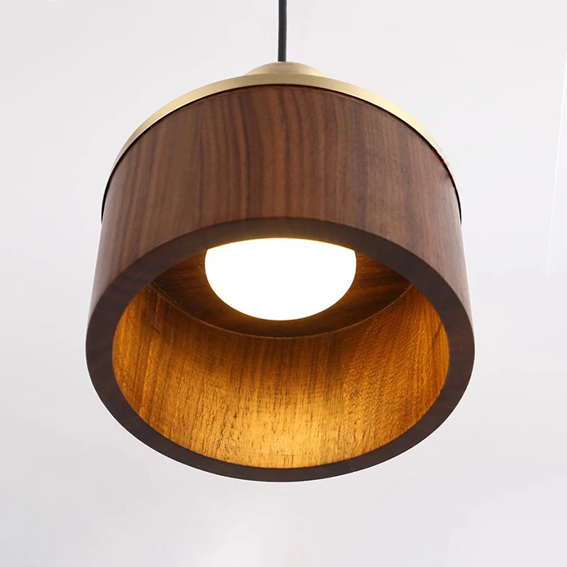 wood lamp Black walnut pendant lights home Decor brass living room dining room bar LED light bedroom bedside hanging lamps image 6