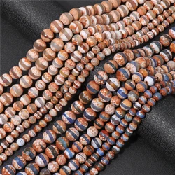 Natural Stone Tibetan Dzi Agates Vintage Round Loose Spacer Beads for Jewelry Making DIY Bracelet Necklace 15