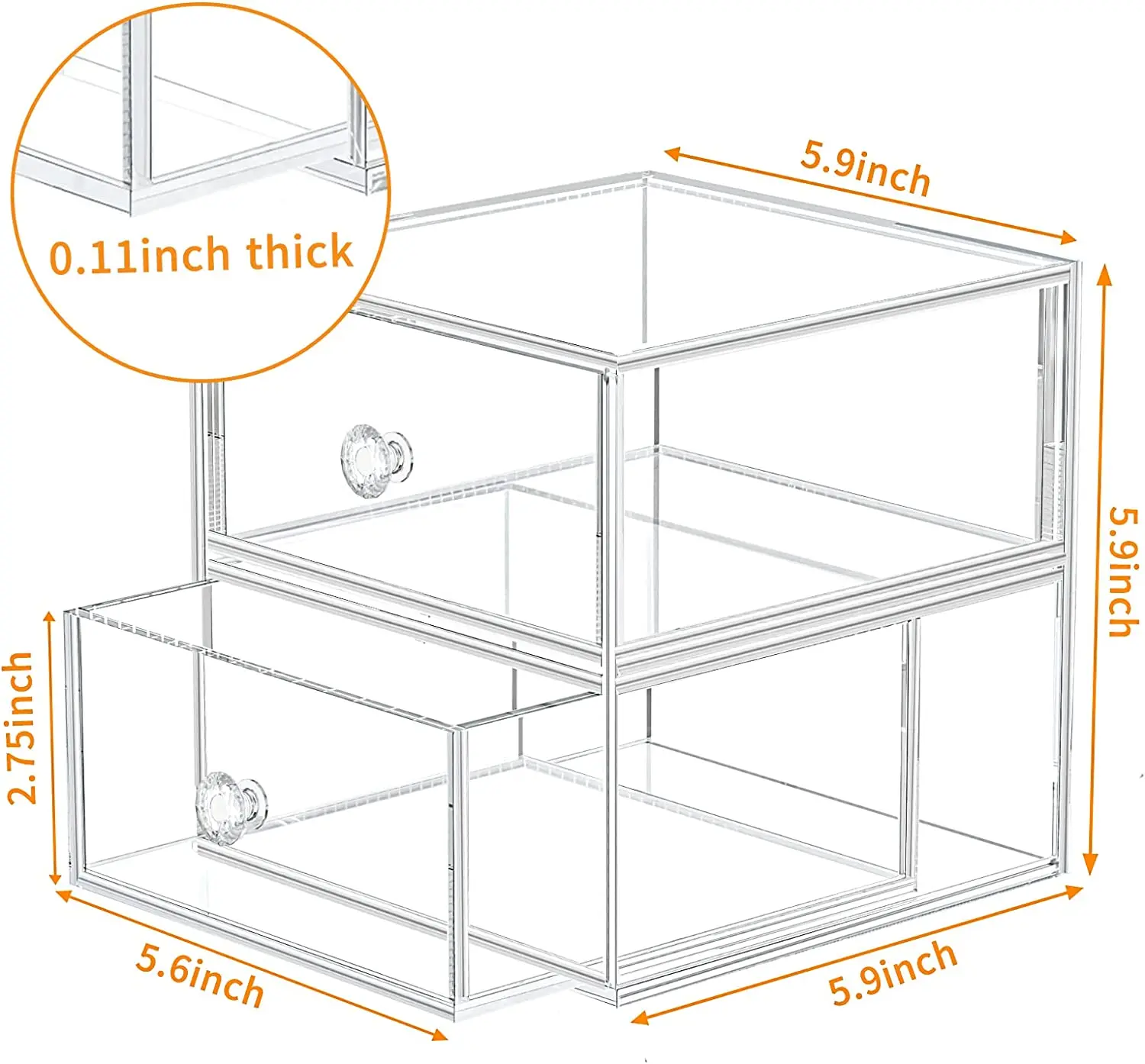 Acrylic Makeup Organizer Countertop Cosmetics Storage Display Case for Jewelry Bathroom Accessories