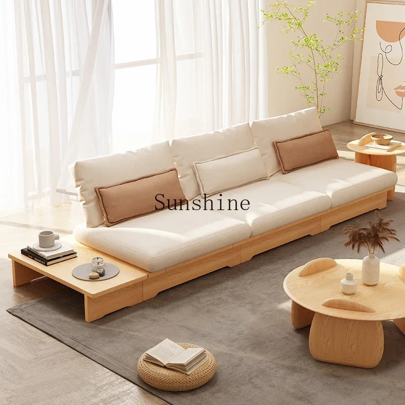 

Simple and modern three-person tofu block fabric tatami solid wood sofa