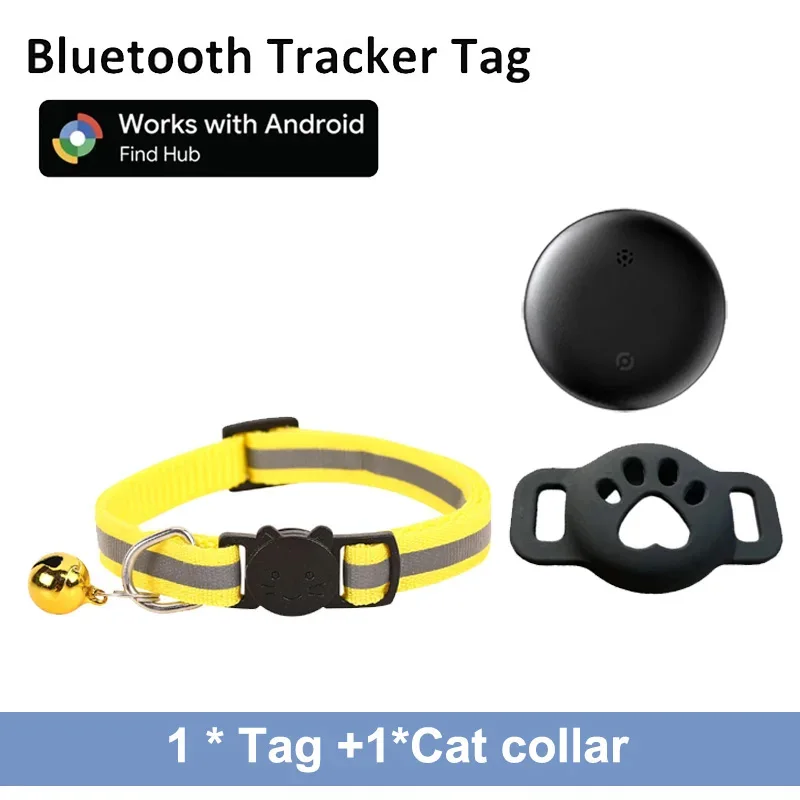 Bluetooth GPS-tracker werkt met Google Find My (alleen Android) Waterdichte slimme tracker-tag met verstelbare halsband voor katten, huisdieren