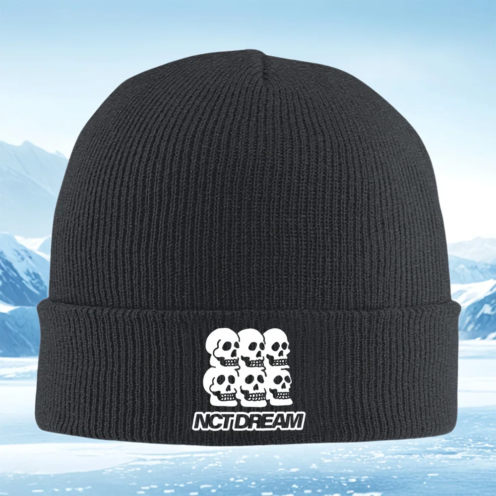 الجماجم مكدسة معا اسم الفرقة الرجال النساء للجنسين محبوك قبعة قبعة صوفية قبعة الشتاء الحرارية الدافئة عيد الميلاد ركوب الدراجات في الهواء الطلق