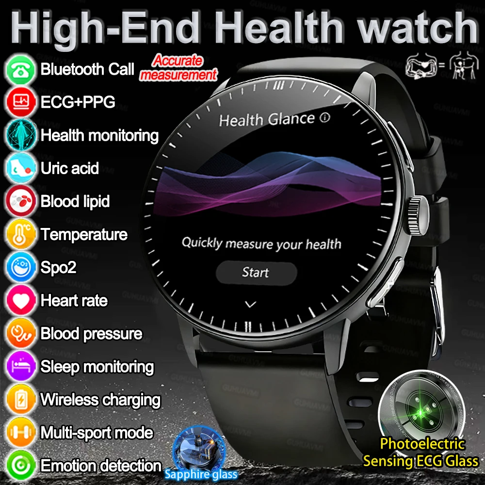 

2025 New Care Accurate detection ECG+PPG Smart Watch Blood Pressure lipids Uric Acid Analysis Chat GPT Health Smart watch Men