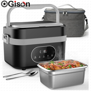 Gison 1.5L Electric Heated Lunch Box for Adults 60W Heated with Temp 18000mah Display Portable Food Warmer for Work Car or home Gison 1.5L Electric Heated Lunch Box for Adults 60W Heated with Temp 18000mah Display Portable Food Warmer for Work Car or home