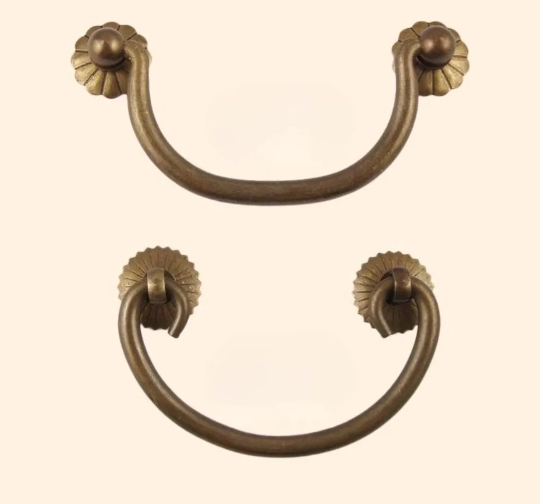 Solid Brass Antique Sideways Mount Drawer Pulls, New Chinese Style Handles for Medicine Cabinet & Camphorwood Chest