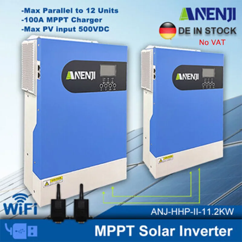 

Hybrid Solar Inverter 11.2KW 5.6KW Pure Sine Wave 48V 220V Off Grid Tie Inverter Parallel 100A MPPT Solar Charger PV 500V