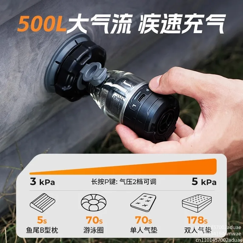 MAX PUMP 3 - Electric Air Pump, Portable Camping Pump with 3 Level Ambient Light for Air Bed, Sleeping Pads, Vacuum Bag