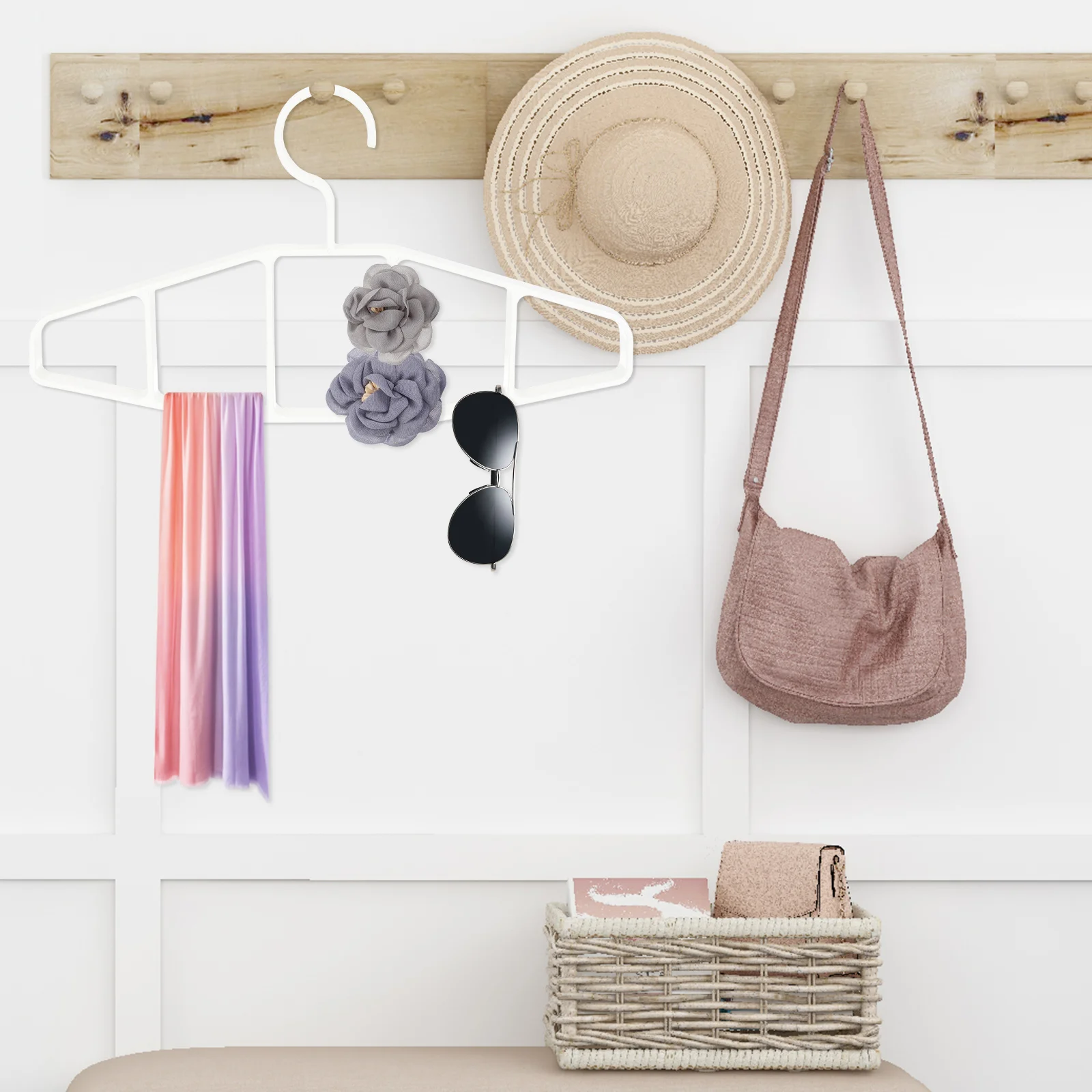 

Multi Grid Scarf Hanger Belt Rack Tie Sock ganizer Space Saving Clothes Hanger Wardrobe Storage Solution Household Gadget Clean