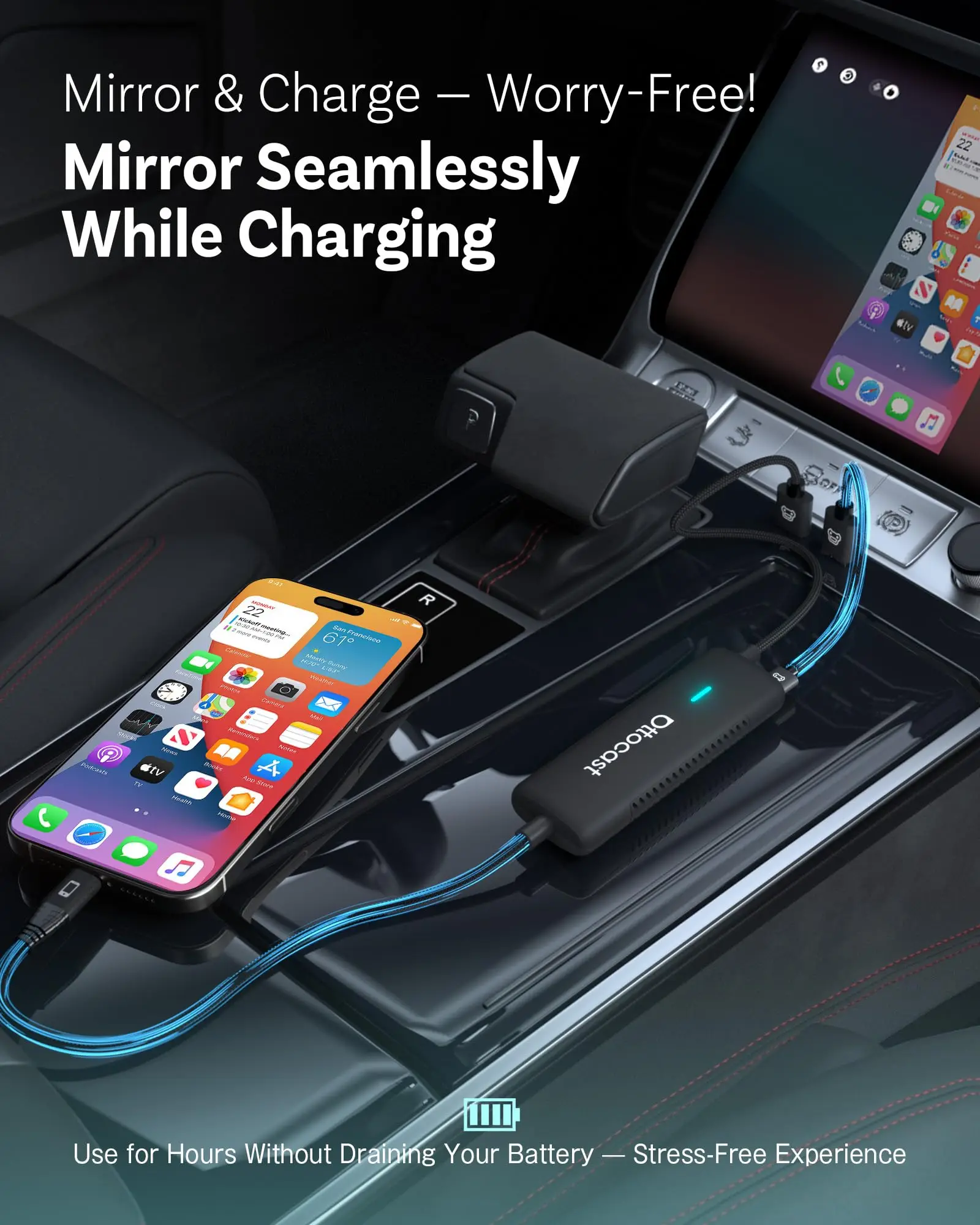 OTTOCAST Mirror Touch Wireless CarPlay & Bi-Directional Phone