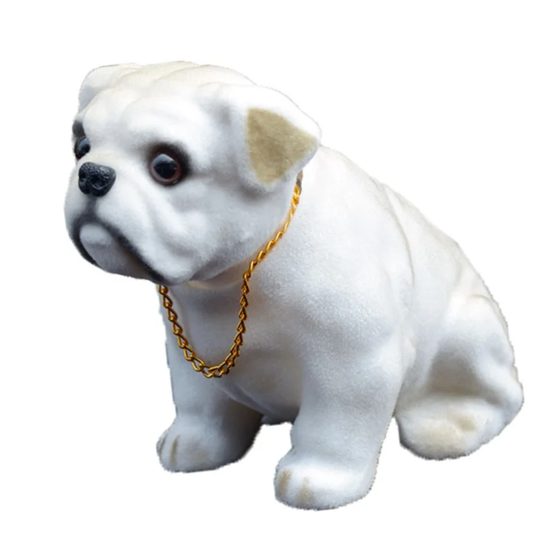Car Shaking Head Bulldog Cute Dashboard Decoration Resin Flocking Bobble Head Dog For Vehicle Home Office