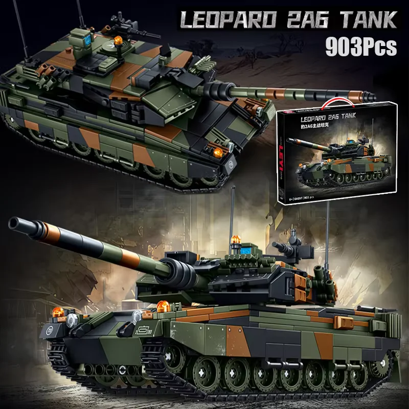 Militärischer Leopard 2A6 Hauptkampfpanzer Bausteine Technische Armee-Waffen Tiger Schwerer Panzer Montage-Bausteine Lernspielzeug Geschenk