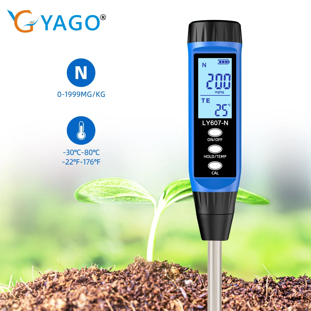 

Digital Soil Nitrogen Meter Soil Nutrient Tester Nitrogen/Phosphorus/Potassium/Temperature Tester for Gardens Orchard