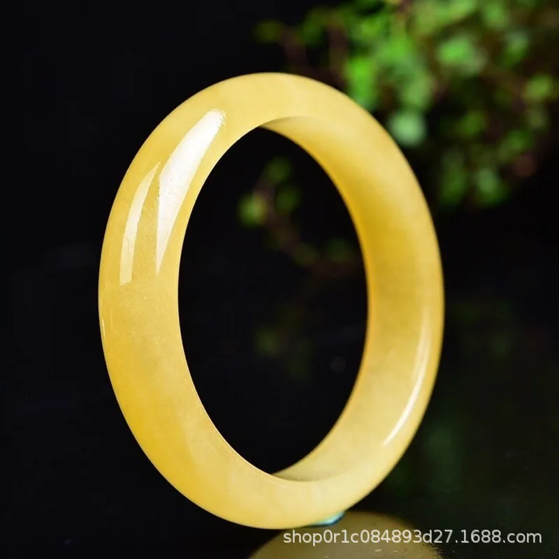 

Authentic Yunnan Yellow Dragon Jade Women's Bracelet Prosperous Husband Jade Bracelet Ice Transparent Original Mine Yellow Jade