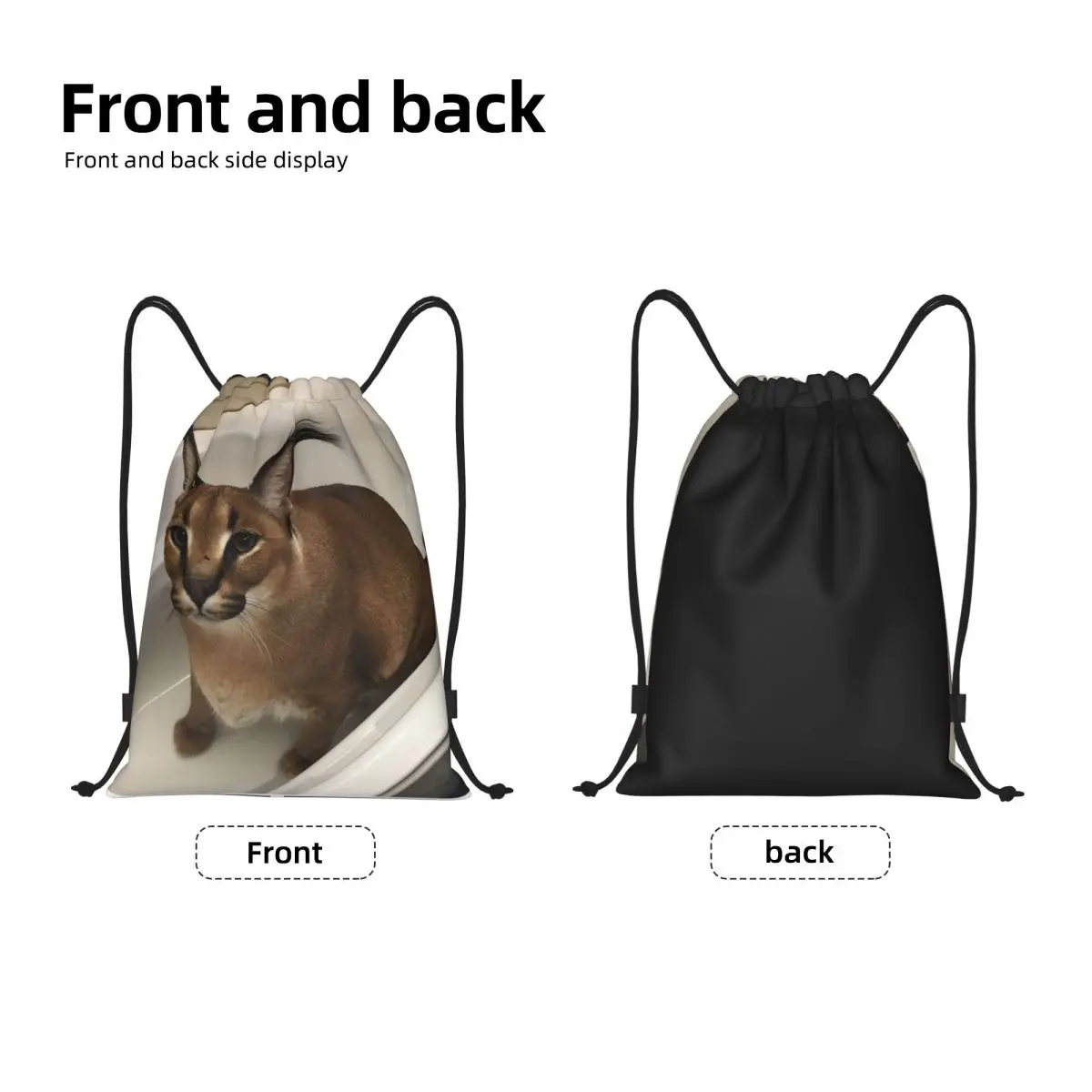 Custom Floppa Cute Meme zaino con coulisse borse donna uomo leggero divertente Caracal Cat Gym sport Sacks Sacks per Yoga