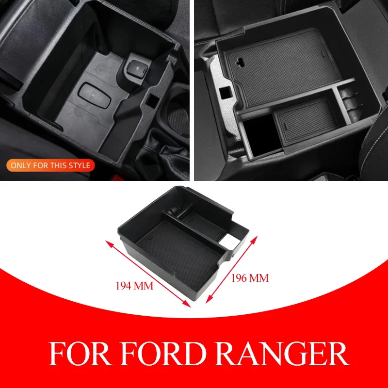 For Ford Ranger 2023 2024 2025 Center Console Organizer Compatible Insert Tray Secondary Storage Armrest Box Accessories