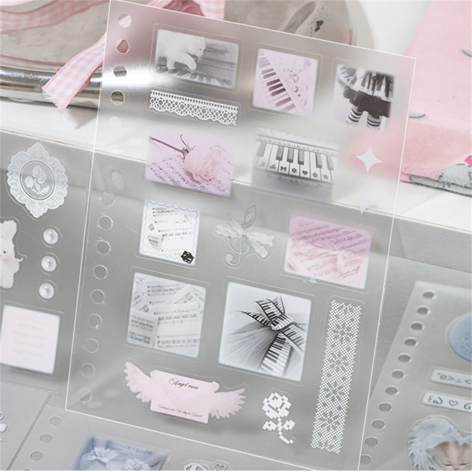 Elegant Sticker Book Korean Ballet Style Decals for Journaling Waterproof PET Coil Bound Scrapbook DIY Paper Crafts Art