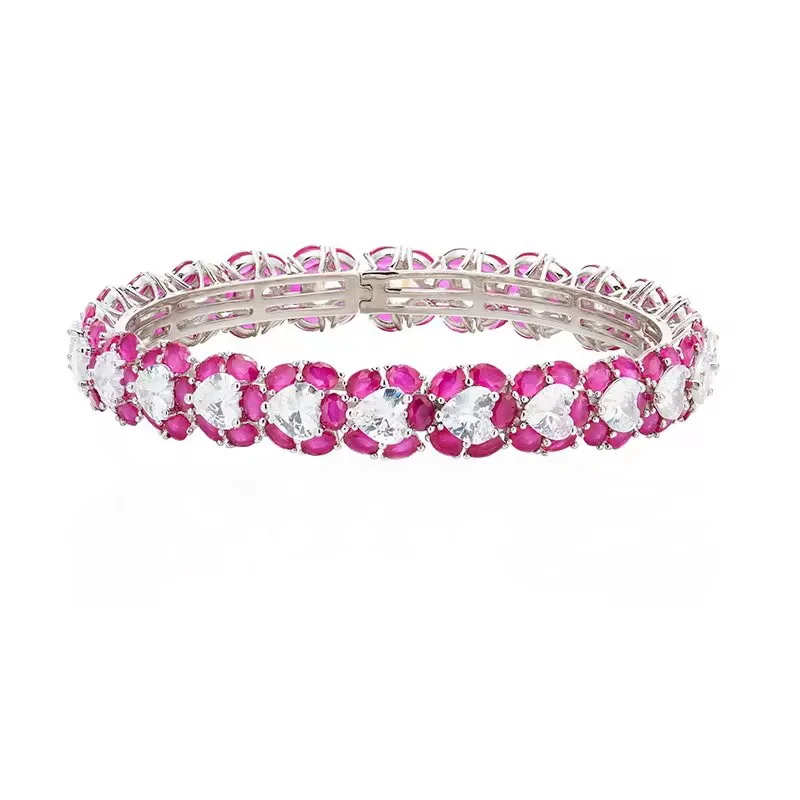 designer-collection-style-bracelet-women-lady-inlay-hearts-cubic-zircon-synthetic-red-corundum-dinner-party-bangle