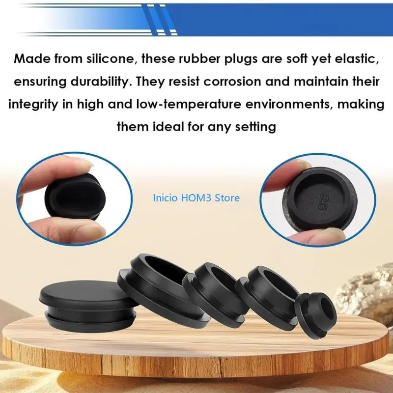 A5YD 125Pcs Rubber Grommets Plugs Set 8 Varied Size Soft T Shaped Stopper Plug