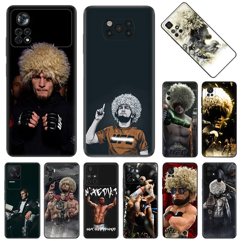 Phone Cases For Xiaomi Poco C40 C51 C50 C61 M5 M4 M3 X5 X4 X3 F5 F4 F3 F1 14 A3X kHabib Nurmagomedov Black Soft Anti-Drop Cover