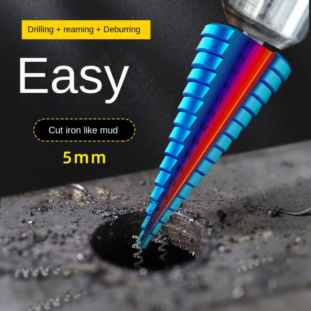 High-speed Steel Step Drill Bit 4-12 4-20 4-32mm Blue Coated Step Cone Drill Hexagon Shank Hole Opener For Wood Metal