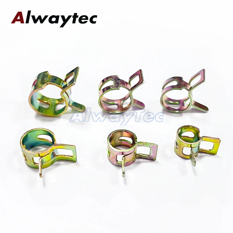6mm-8.5mm Manganese Steel Galvanized Spring Hose Clamp Inner Dia Elastic Steel Buckle Water Pipe Hoop 10Pcs
