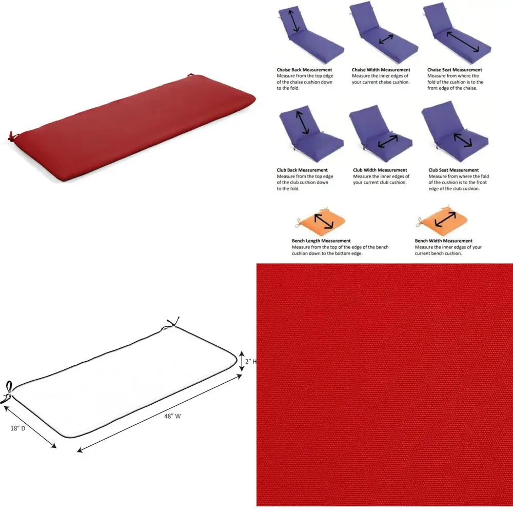 

sunbrella patio cushions -bench seat - 48" w x 18" l x 2.5" t, outdoor chair cushion with comfort, style & durability designed f