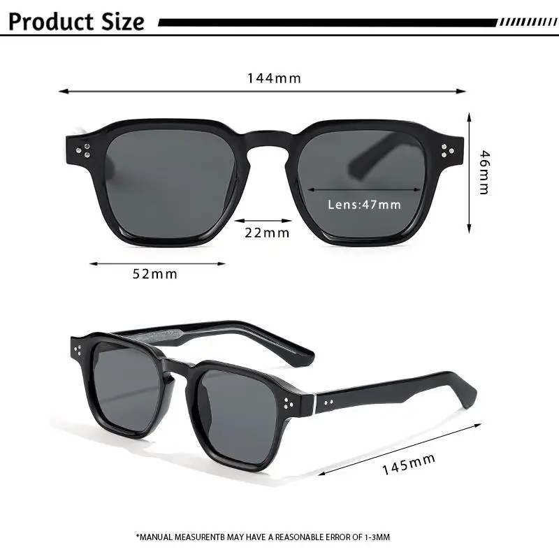 HBK Fashion Square Herren-Sonnenbrille Damen-Sonnenbrille mit Core-Einsatz-Bügel Luxusmarke Sonnenbrillen für Reisen, Strand, Party, Festival, Geschenke – Detail 6