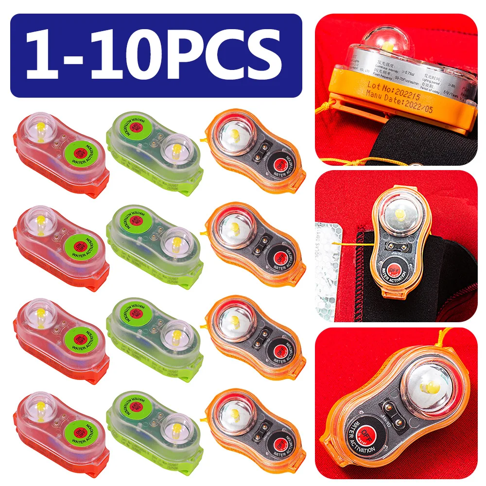 1-10Pcs LED Life Jacket Light Energy-Efficient Waterproof Emergency Signal Light Easy Operation Lightweight Outdoor Accessories