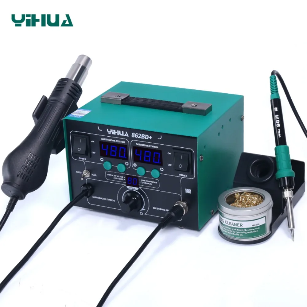 YIHUA-Ferro De Solda Ajustável a Ar Quente, Estação De Retrabalho Digital, Ferro De Solda, DIY, 750W, SMD, BGA, 863 BD