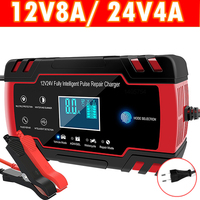 12V/24V 8A/4A Automatic Battery Charger Digital LCD Display Car Truck Pulse Repair Chargers For Wet Dry Lead Acid Gel Battery