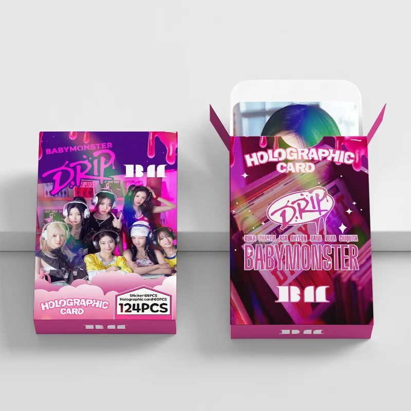 

124 шт. ломо-карты BABYMONSTER HOTSAUCE голографические HD печатные фотокарточки RUKA AHYEON ASA CHIQUITA PHARITA фанаты подарок