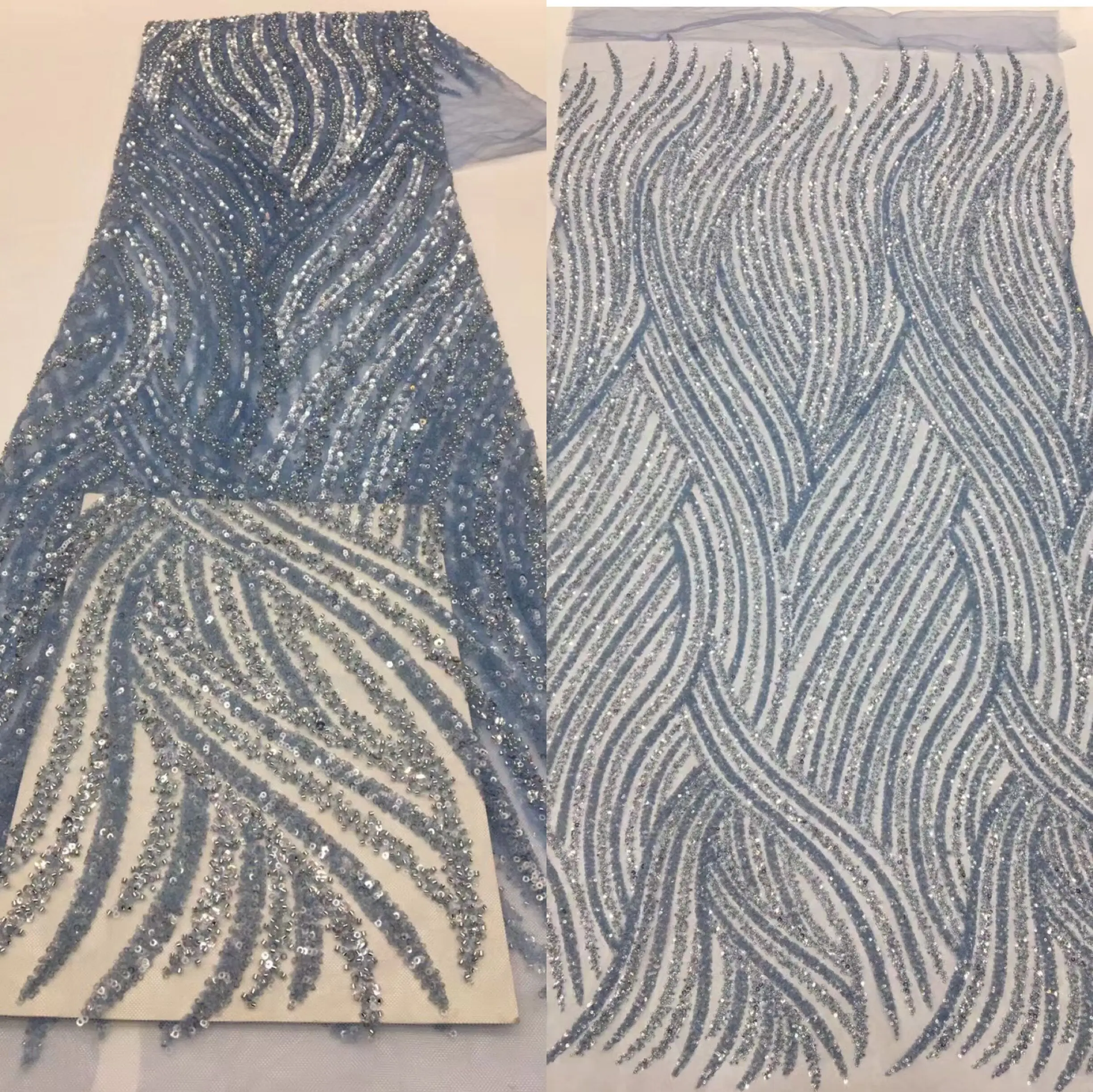 

African Lace High Quality African French Net Tulle Lace Fabric with beads J-1214384 Embroidery For African Wedding