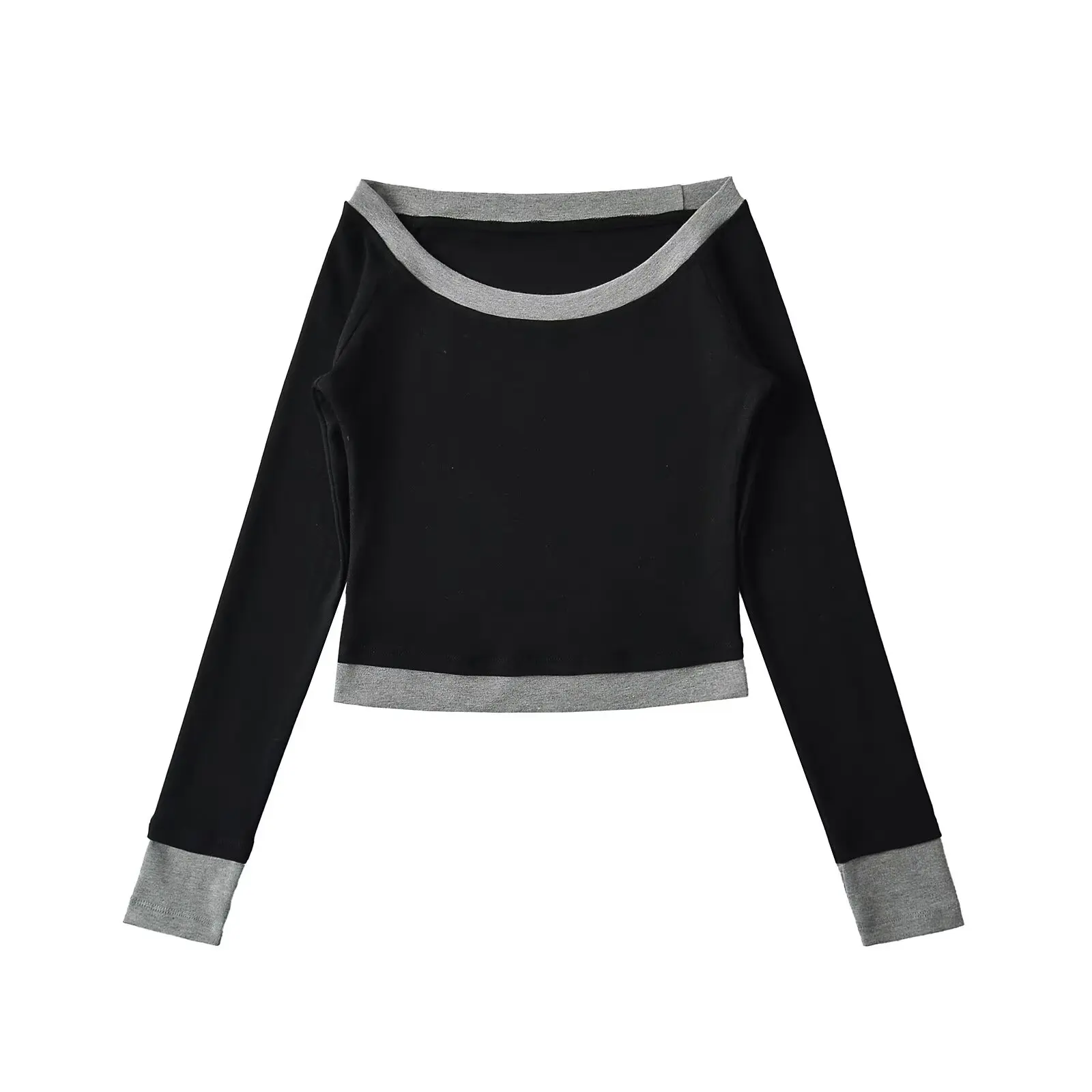 قميص نسائي بأكمام طويلة وقصة ضيقة، تصميم عصري للربيع، قميص قصير بكتف واحد، ملابس داخلية عادية