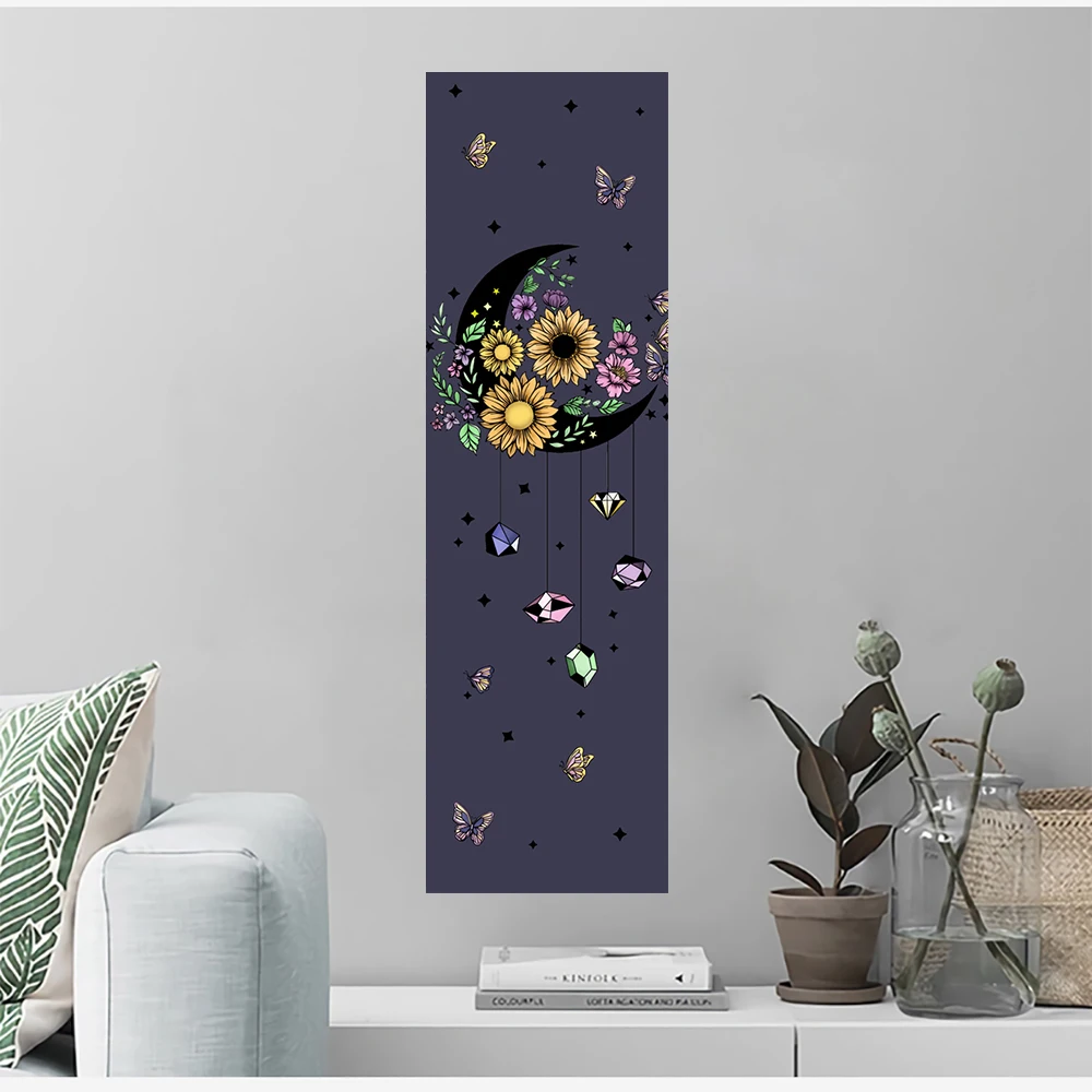 Retro Moon Phase Wall Hanging Tapestry Mooonlight Green Olive Leaf Black Tapestries Boho Room Wall Decor Home Decoration Wall